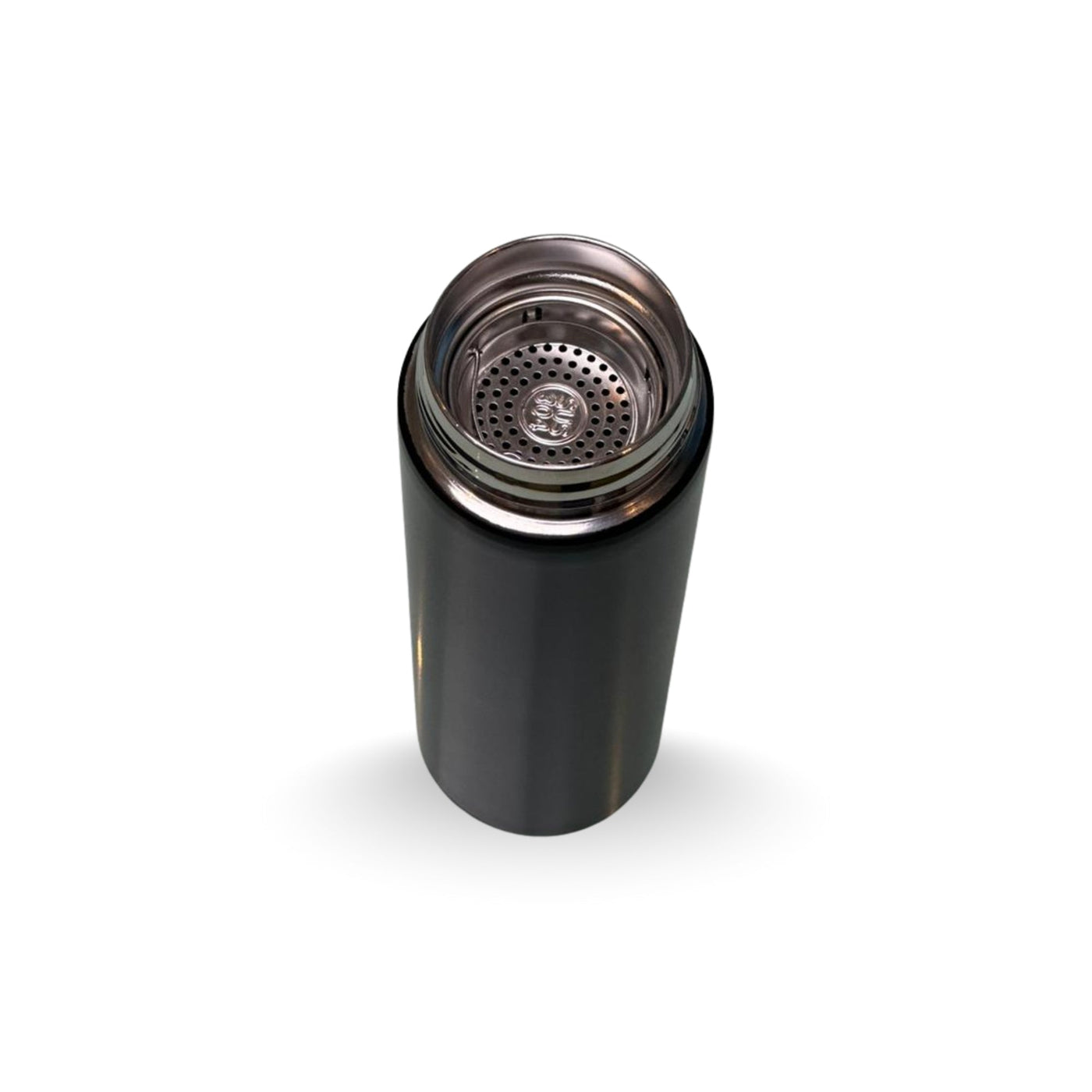 LED digital water bottle with temperature display in black stainless steel