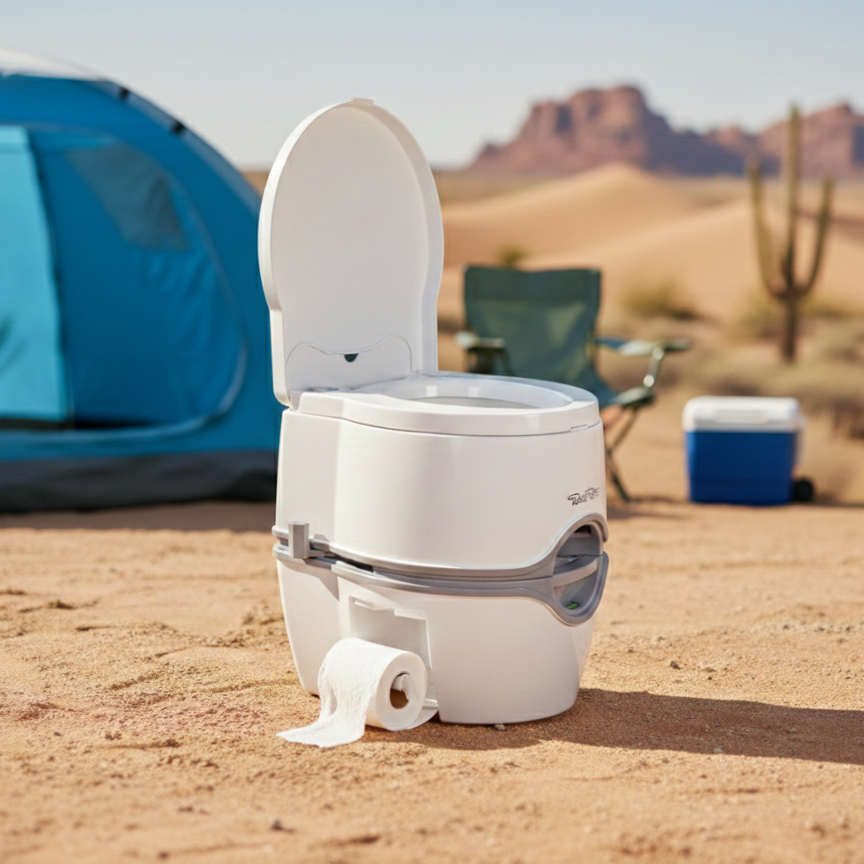 Porta Potti 565E electric flush portable toilet for RV and camping