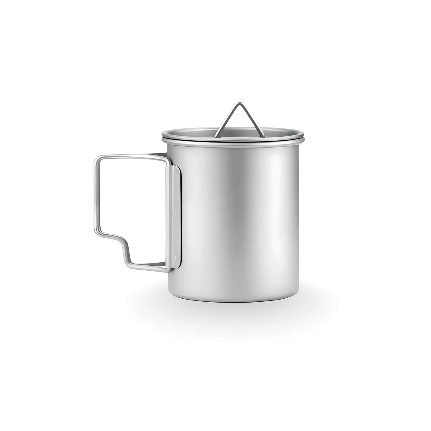 Titanium mug with handle on a white background