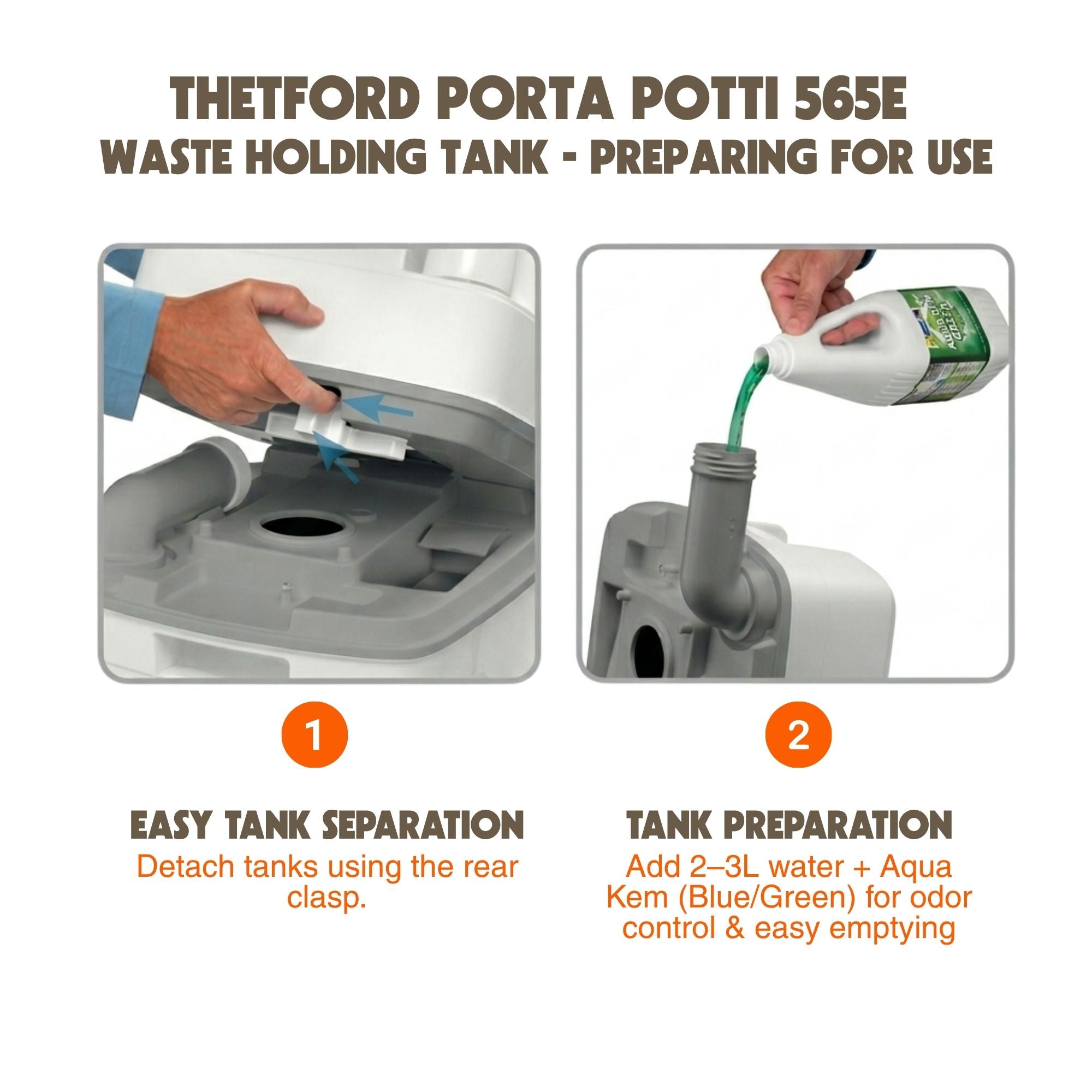 Thetford Porta Potti 565E | Portable Camping Toilet with Electric Flush