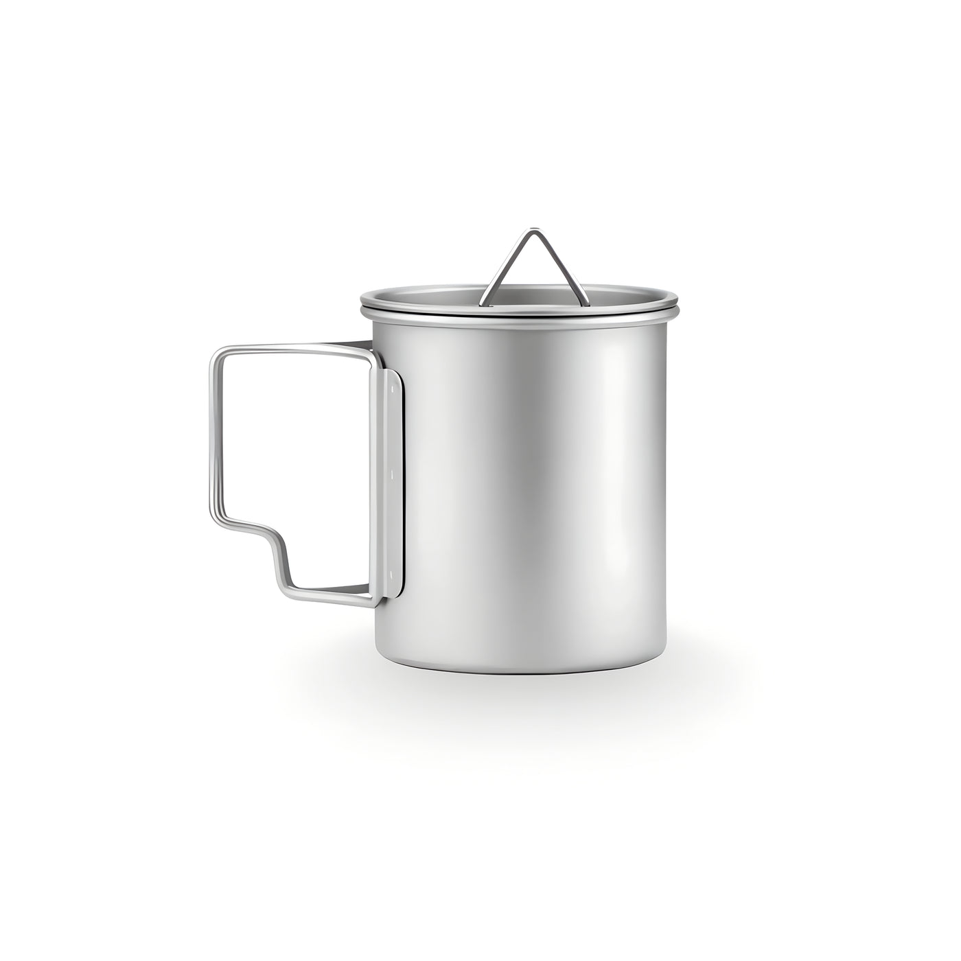 Titanium mug with handle on a white background